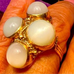 14k Vintage Moonstone Cat Eye Ring